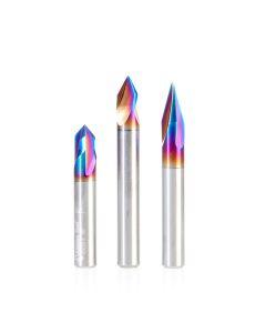 Amana Tool AMS-310-K, 1/4" 3-Piece 30/60/90Deg V-Groove Router Bit Pack