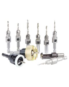 Amana Tool AMS-620 10 Piece Master Carbide Tipped Countersink Set with Quick Release Hex and Round Shank