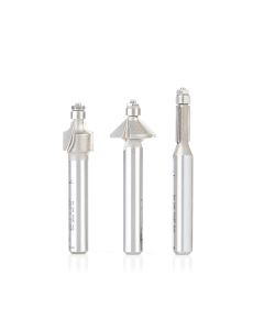 Amana Tool AMS-MRSET 3 Piece 1/4"SHK Miniature Router Bit Pack