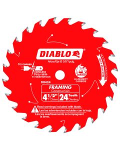 Diablo D0424X 4 -1/2" x 24T ATB Framing Trim Saw Blade for Wood
