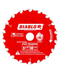 Diablo Tools D053818WMX, 5-3/8" x 18T Saw Blade for Wood