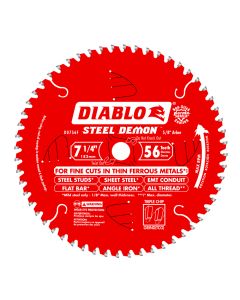 Diablo Tools D0756F, Steel Demon 7-1/4" x 56T Saw Blade for Thin Metal