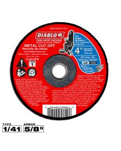 Diablo Tools DBD040040101F, 4" x 0.04" x 5/8" Type 1 Metal Cut-Off Disc