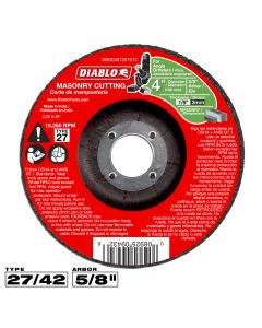 Diablo Tools DBD040125701C, 4" x 1/8" x 5/8" Type 27 Masonry Cut-Off Disc