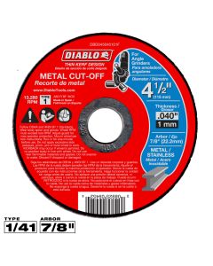 Diablo Tools DBD045040101F, 4-1/2" x 0.04" x 7/8" Type 1 Metal Cut-Off Disc