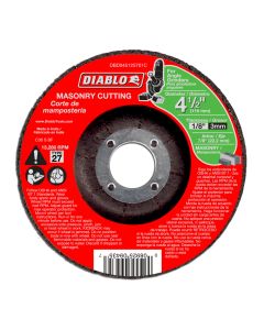 Diablo Tools DBD045125701C, 4-1/2" x 1/8" x 7/8" Type 27 Masonry Cut-Off Disc
