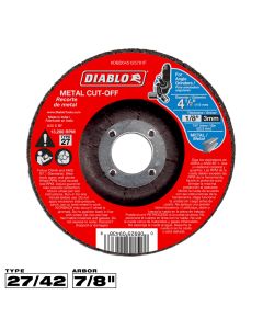 Diablo Tools DBD045125701F, 4-1/2" x 1/8" x 7/8" Type 27 Metal Cut-Off Disc