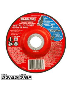 Diablo Tools DBD050045701F, 5" x 0.045" x 7/8" Type 27 Metal Cut-Off Disc