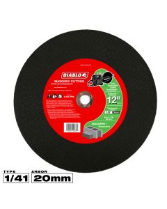 Diablo Tools DBD120125G01C, 12" x 1/8" x 20mm Type 1 High Speed Masonry Cut-Off Disc