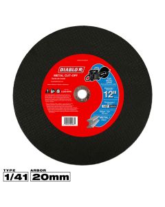 Diablo Tools DBD120125G01F, 12" x 1/8" x 20mm Type 1 High Speed Metal Cut-Off Disc