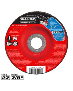 Diablo Tools DBDS45250701F, 4-1/2" x 1/4" x 7/8" Type 27 SD Metal Grinding Disc