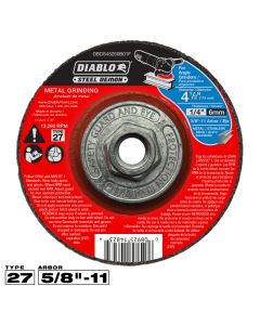 Diablo Tools DBDS45250B01F, 4-1/2" x 1/4" x 5/8"-11 Type 27 SD Metal Grinding Disc