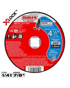 Diablo Tools DBX045045101F, 4-1/2" x 0.045" x 7/8" Type 1 X-Lock Metal Cut-Off Disc