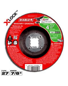 Diablo Tools DBX045250701C, 4-1/2" x 1/4" x 7/8" Type 27 X-Lock Masonry Grinding Disc