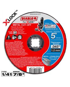Diablo Tools DBX050045101F, 5" x 0.045" x 7/8" Type 1 X-Lock Thin Kerf Metal Cut-Off Disc