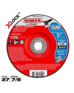 Diablo Tools DBX050250701F, 5" x 1/4" x 7/8" Type 27 X-Lock Metal Grinding Disc