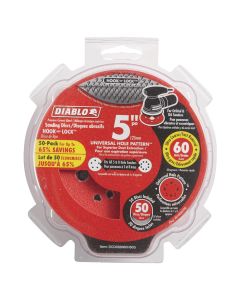 Freud DCD050060H50G 5" 60 Grit Diablo 12-Hole Hook and Lock Sanding Disc, 50 Pack