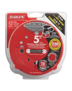 Freud DCD050220H15G 5" 220 Grit Diablo 12-Hole Hook and Lock Sanding Disc, 15 Pack