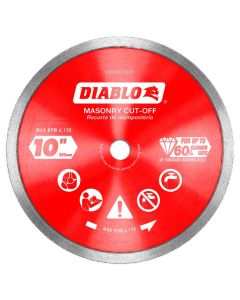Freud Diablo DMADC1000 10" Diamond Continuous Rim Cut‑Off Discs for Masonry