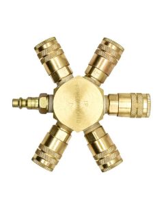 Interstate Pneumatics FPM66R-KH4B, 3/8" Brass Manifold w/ 1/4" Coupler 5-Way