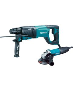 Makita HR2641X1 AVT 16-5/8" SDS‑Plus Corded Rotary Hammer and Angle Grinder