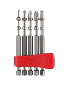 Vessel Tools IBMG90K003 5 Piece 1/4" Impact Ball Torsion Bit Set with Mag Charge Holder
