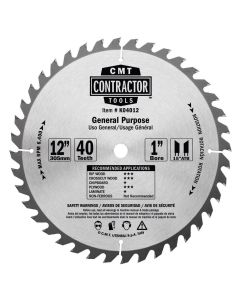 CMT Tools K04012, 12" x 0.102" ITK Contractor General Purpose Circular Saw Blade