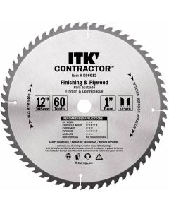 CMT Tools K06012, 12" x 0.102" ITK Contractor Finishing & Plywood Circular Saw Blade