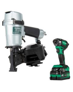 Metabo HPT KNV45AB2M 1-3/4" Coil Roofing Nailer + Impact Driver Kit