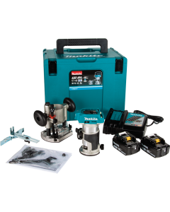 Makita XTR01T7 18V LXT Lithium‑Ion Cordless Compact Router Kit, 5.0 Ah Batteries