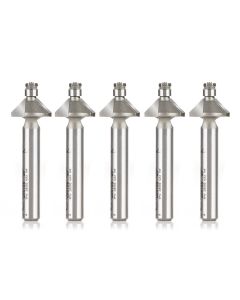 Amana Tool MR0108-5, 9/16" x 1/4" x 1-7/8" 45Deg 2FL Miniature Chamfer CT Router Bit 5/Pack