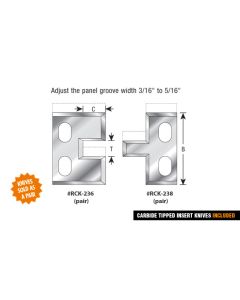 Adjustable Tongue & Groove Insert Cutter - Set