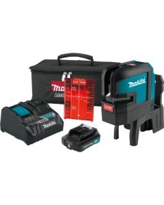 Makita SK106DNAX, 12V Max CXT 2.0Ah Self‑Leveling Cross‑Line/4‑Point Red Beam Laser Kit