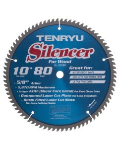 Tenryu SL-25580 10" 80T ATAF Silencer Saw Blade