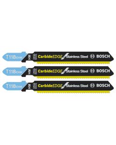Bosch T118EHM3 3-1/4" 14 TPI Carbide Edge Jig Saw Blade, 3 Piece