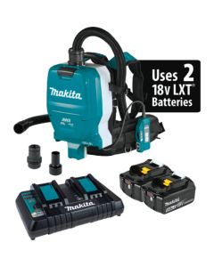 Makita XCV10PTX, 36V (18V X2) LXT 5.0Ah BL 1/2 Gallon Hepa Filter Backpack Dry Dust Extractor Kit, AWS Capable