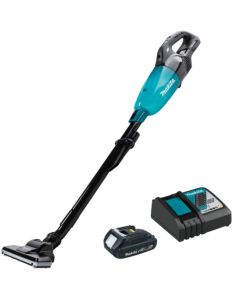 Makita XLC09R1B, 18V LXT 2.0Ah Li‑Ion BL CL Compact Stick Vacuum Kit, w/ Push Button