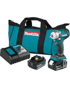 Makita XWT15T, 18V LXT 5.0Ah Li‑Ion BL CL 1/2" Sq. Drive Impact Wrench Kit w/ Detent Anvil