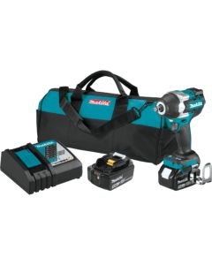 Makita XWT17T, 18V LXT 5.0Ah Li‑Ion BL CL Mid‑Torque 1/2" Sq. Drive Impact Wrench Kit w/ Friction Ring Anvil